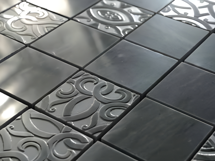 На изображении товар Akros Venezia Камень Dogma Light Erodios MN Nero Marquinia Silver 30,5x30,5x1 от официального представителя в Москве