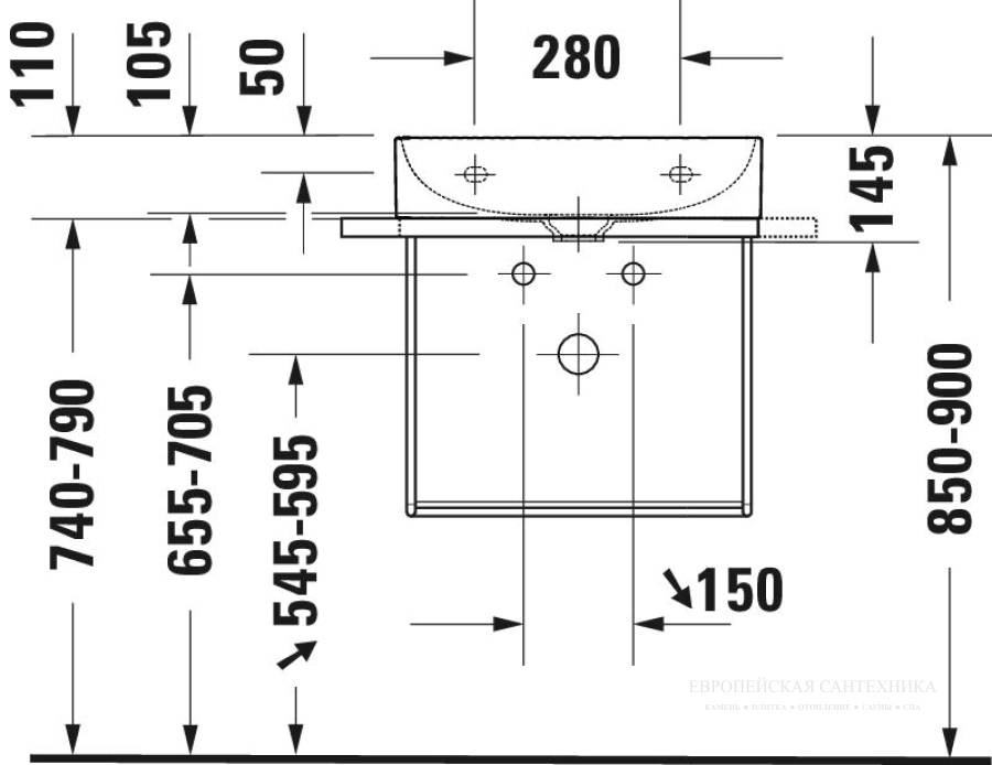 Раковина Duravit DuraSquare для мебели, 500х470 мм, без перелива, с 1 отверстием под смеситель, цвет белый - изображение 9