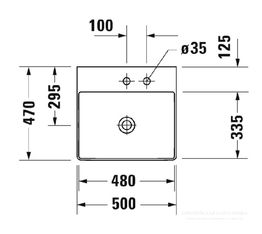 Раковина Duravit DuraSquare для мебели, 500х470 мм, без перелива, с 1 отверстием под смеситель, цвет белый - изображение 7