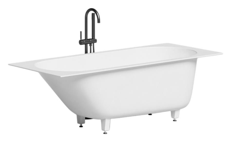 Ванна Salini Ornella Kit  1700х700х600 мм, встраиваемая, S-Stone, регулируемые ножки, донный клапан "Up&Down" белый, сифон, интегрированный слив-перели