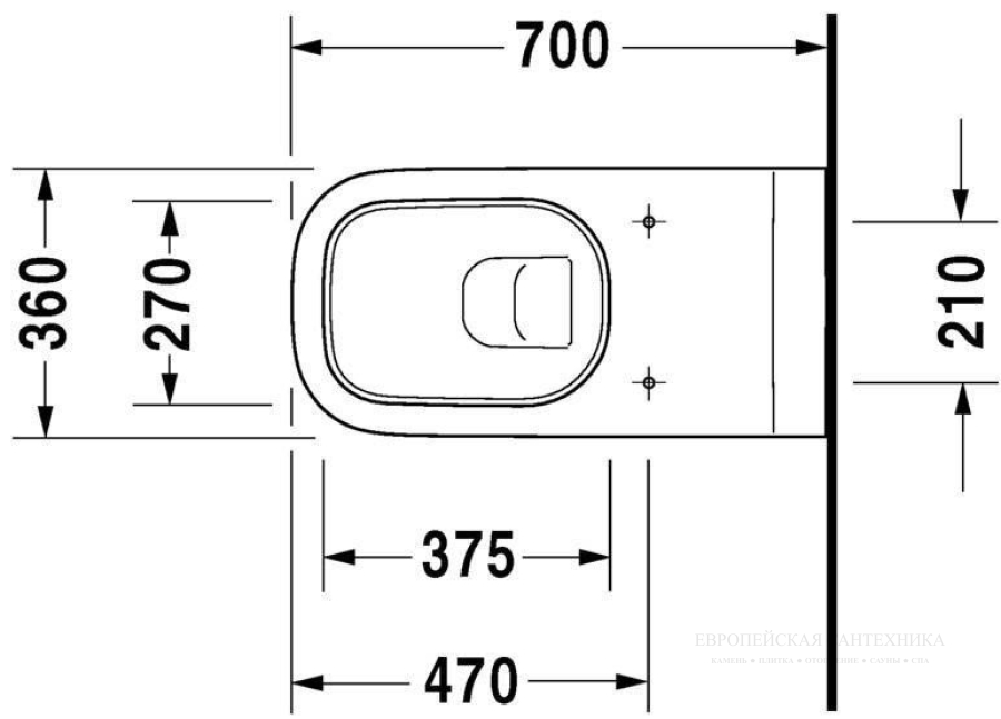 Унитаз подвесной Duravit D-Code, 360 x 700 мм, для лиц с ограниченными возможностями, цвет белый - изображение 2