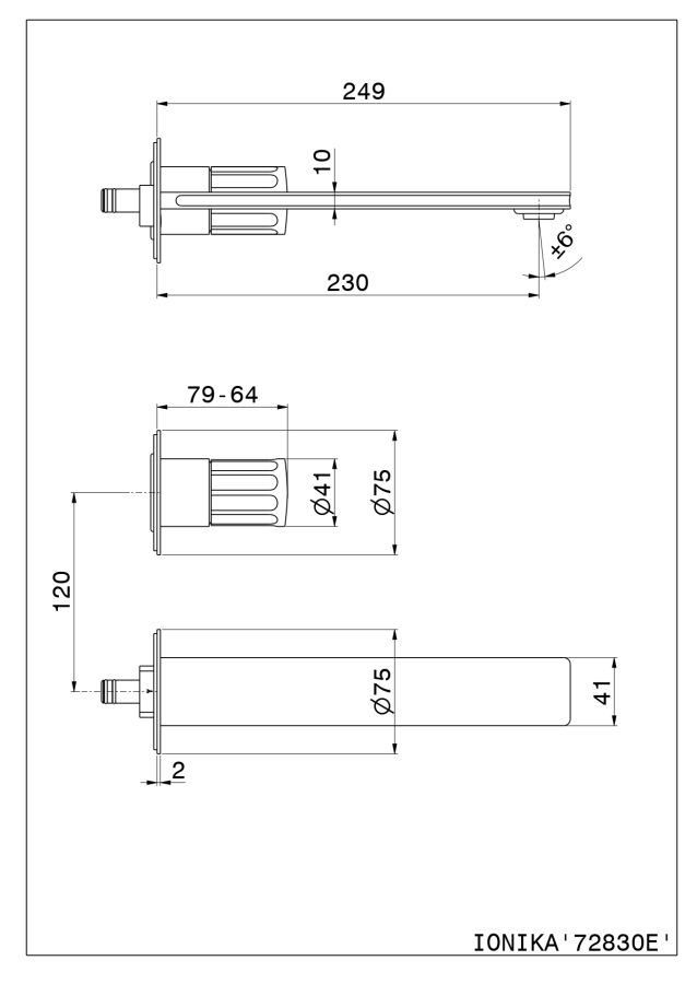 Смеситель для раковины Newform Ionika, настенный, на 2 отверстия, без донного клапана, внешняя часть, цвет PVD Br. Copper Bronze - изображение 1