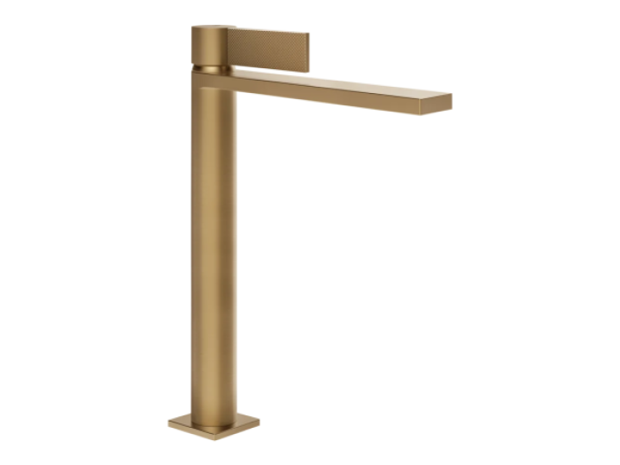 На изображении товар Смеситель для раковины Gessi Inverso, высокий, без донного клапана, цвет Warm Bronze Brushed PVD от официального представителя в Москве