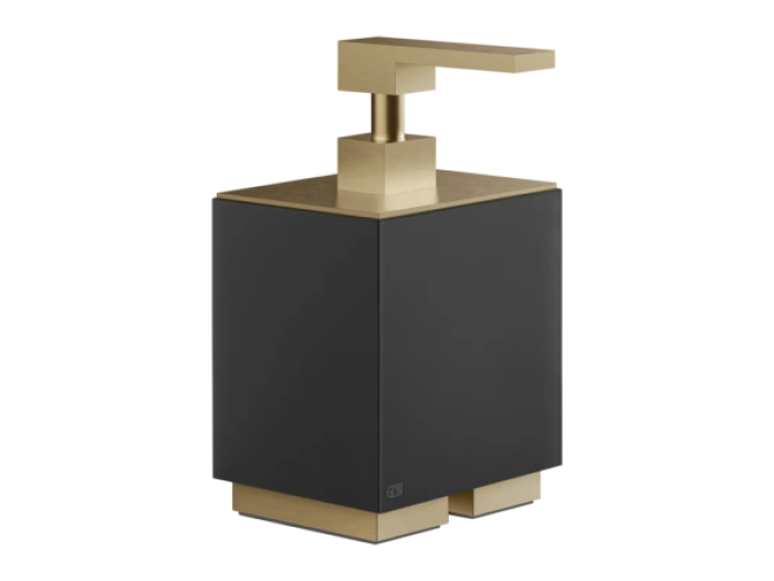 На изображении товар Дозатор для жидкого мыла Gessi Rettangolo, настольный, цвет Black/Warm Bronze Brushed PVD от официального представителя в Москве