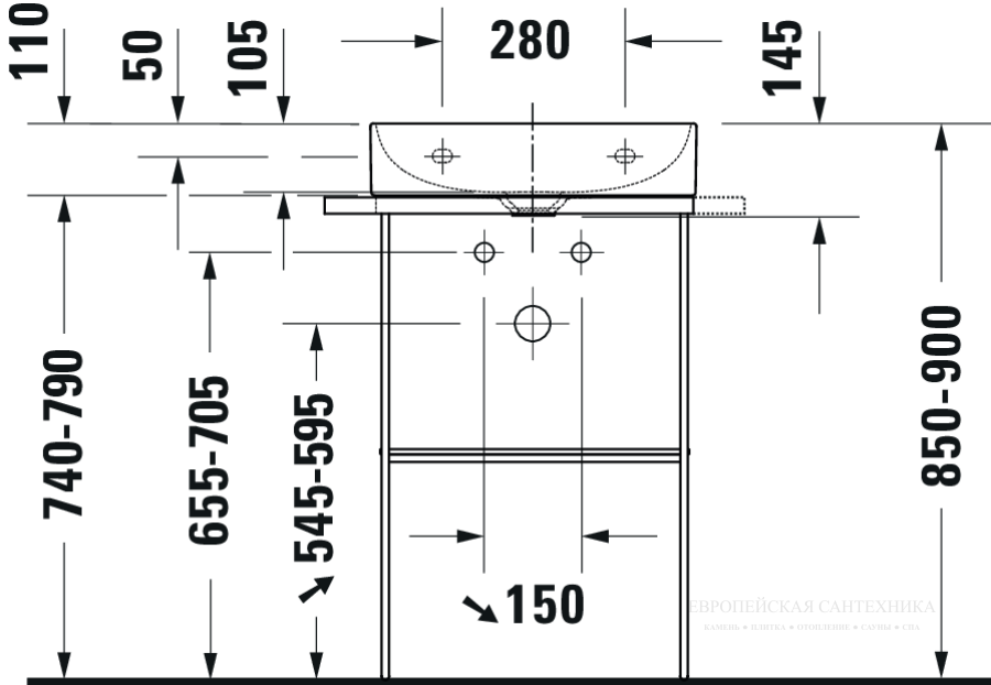 Раковина Duravit DuraSquare компакт для мебели, 500x400 мм, без перелива, без отверстий под смеситель, цвет белый - изображение 10