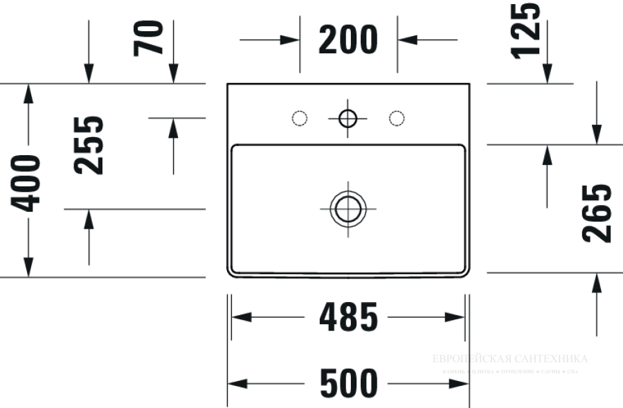 Раковина Duravit DuraSquare компакт для мебели, 500x400 мм, без перелива, без отверстий под смеситель, цвет белый - изображение 6