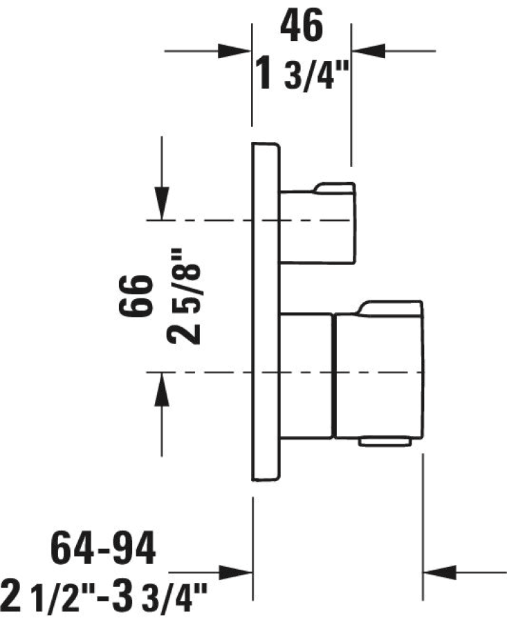 Термостатический смеситель для ванны/душа Duravit C.1 однорычажный, квадратная накладка, внешняя часть, цвет хром - изображение 2