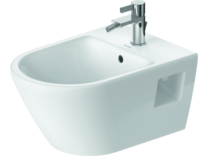 На изображении товар Биде подвесное Duravit D-Neo, 370 x 540 мм, цвет белый с WonderGliss от официального представителя в Москве