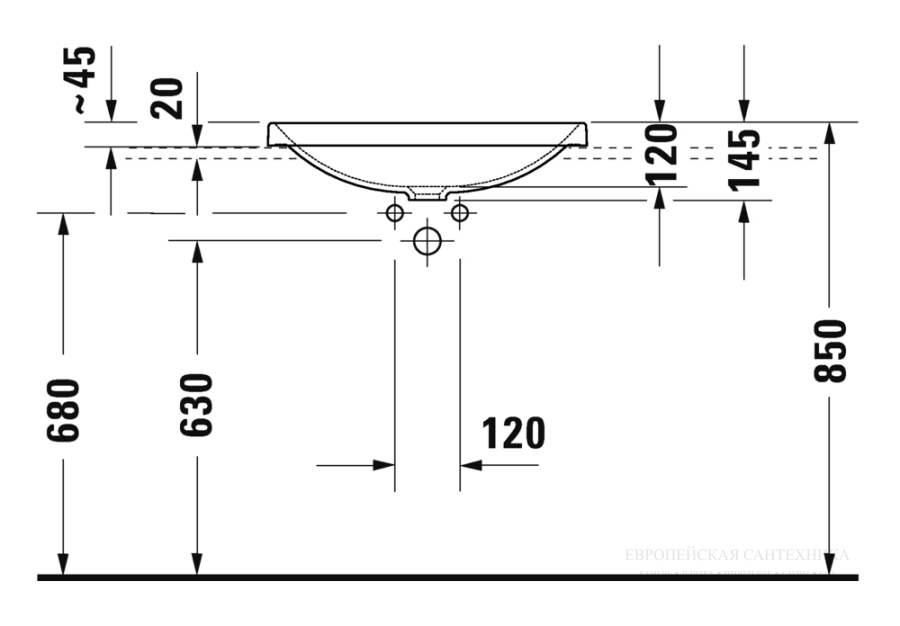 Раковина Duravit D-Neo встраиваемая сверху, 600x435 мм, без перелива, цвет белый с покрытием WonderGliss - изображение 6