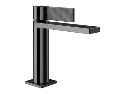 На изображении товар Смеситель для раковины Gessi Inverso, однорычажный, с соединительными шлангами, без донного клапана, Н-178 мм, цвет Black Metal PVD от официального представителя в Москве