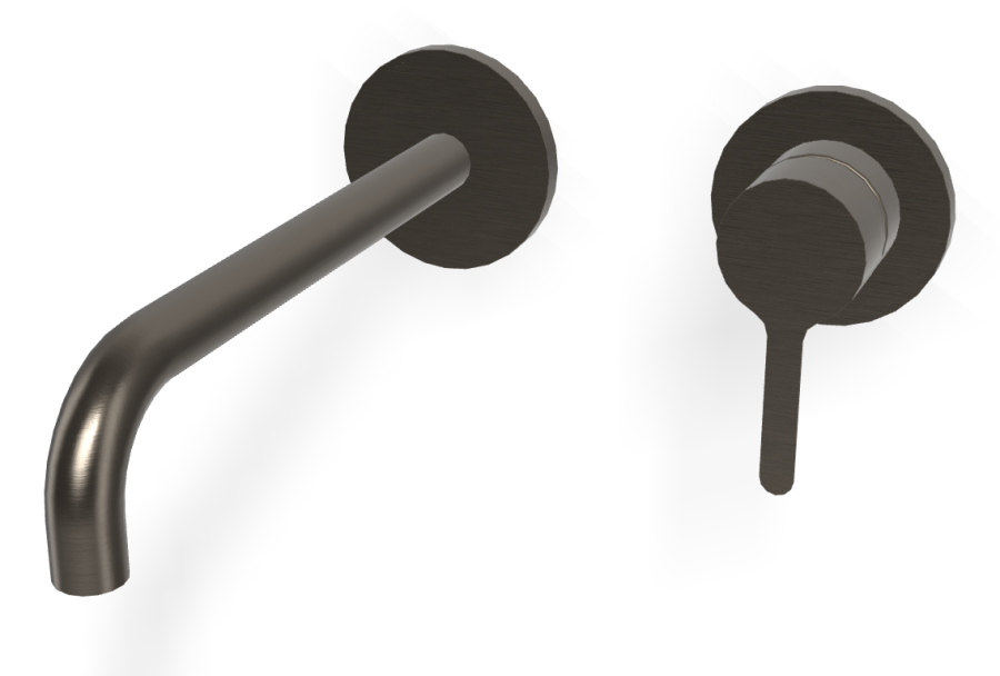 Смеситель для раковины Carlo Frattini Snap, настенный, однорычажный, с донным клапаном Click-Clack, излив 200 мм, внешняя часть, цвет брашированный чёрный хром