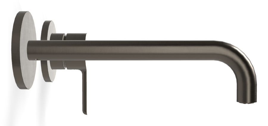 Смеситель для раковины Carlo Frattini Snap, настенный, однорычажный, с донным клапаном Click-Clack, излив 200 мм, внешняя часть, цвет брашированный чёрный хром - изображение 2