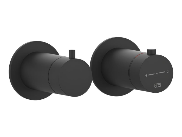 На изображении товар Термостат Gessi316, встраиваемый, на 3 потребителя, внешняя часть, цвет Matte Black от официального представителя в Москве