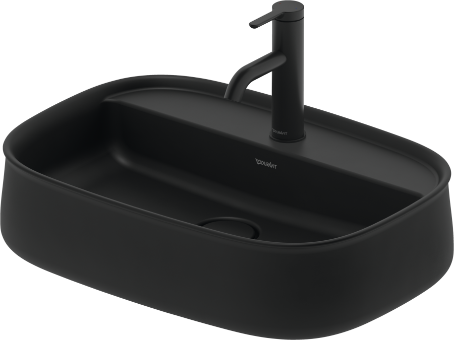 Раковина Duravit Zencha, накладная, без перелива, с 1 отверстием под смеситель, 550х390 мм, цвет Anthrazit Matt с WonderGliss