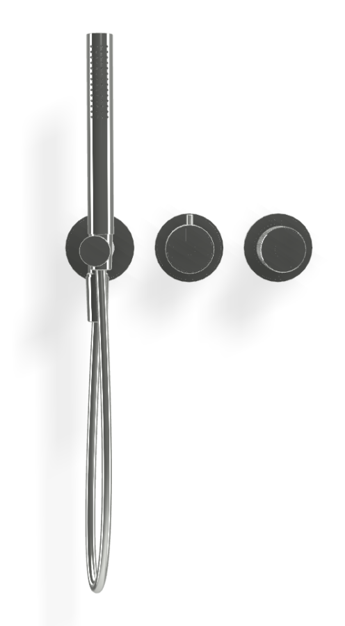 Смеситель для душа Carlo Frattini Spillo Tech, ручка G Collection, на 2 потребителя, с ручным душем, гибким шлангом хромалюкс 1500 мм, внешняя часть, цвет хром - изображение 1