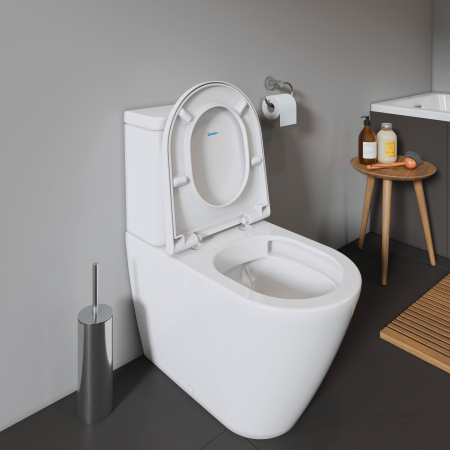 Унитаз напольный Duravit D-Neo Rimless, 370 x 650 мм, безободковый, слив Vario, цвет белый - изображение 9