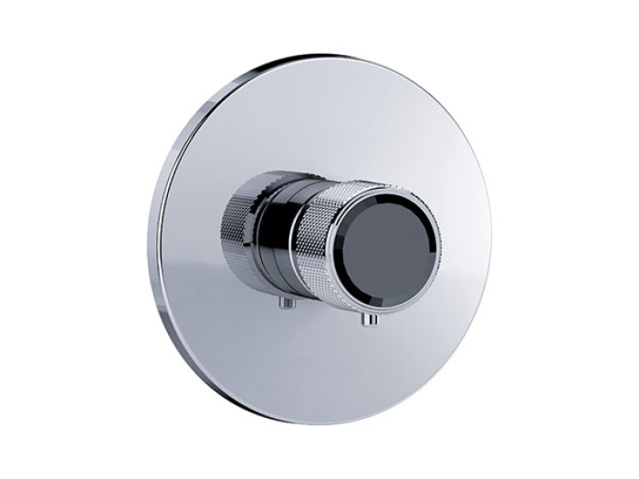 На изображении товар Термостат Joerger Valencia для душа, встраиваемый, без запорно-переключающего вентиля, внешняя часть, цвет розовое золото/чёрный мрамор от официального представителя в Москве