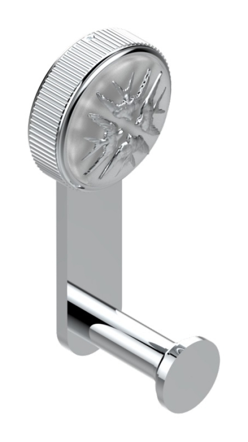 Крючок THG Hirondelles Platinum stamped, настенный, для полотенец/халатов, декор из хрусталя, цвет блестящий никель