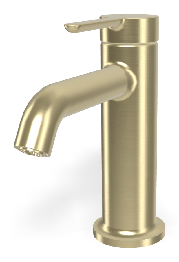 Смеситель для раковины Carlo Frattini Snap, с 2 гибкими шлангами, донным клапаном Click-Clack, глубина 142 мм, цвет брашированная шампань