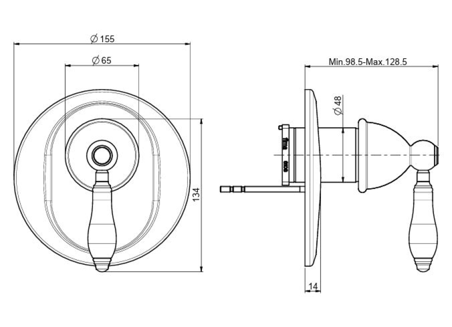 Смеситель для душа Carlo Frattini Herend, Ø155 мм, внешняя часть, цвет медь античная - изображение 1