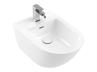 Биде Villeroy&Boch Subway 3.0, 375х560 мм, подвесное, с отверстием для 1-позиционного смесителя, с переливом, цвет Альп. белый CeramicPlus