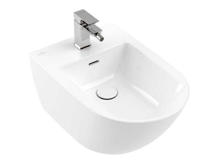 На изображении товар Биде Villeroy&Boch Subway 3.0, 375х560 мм, подвесное, с отверстием для 1-позиционного смесителя, с переливом, цвет Альп. белый CeramicPlus от официального представителя в Москве