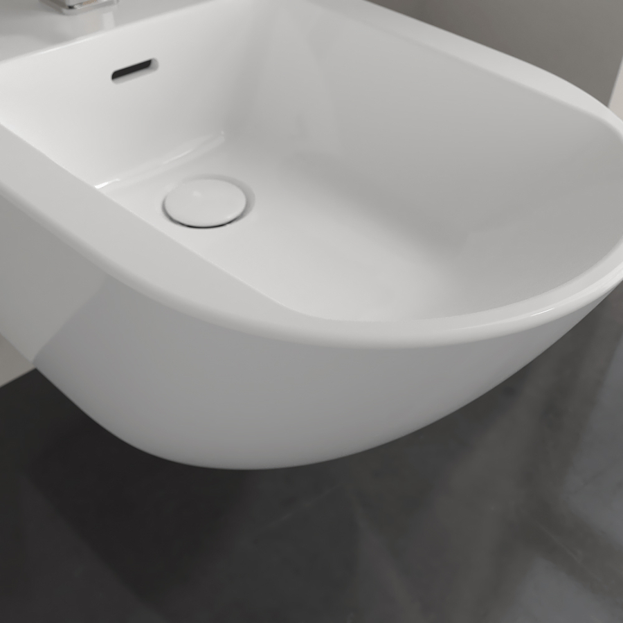 Биде Villeroy&Boch Subway 3.0, 375х560 мм, подвесное, с отверстием для 1-позиционного смесителя, с переливом, цвет Альп. белый CeramicPlus - изображение 6