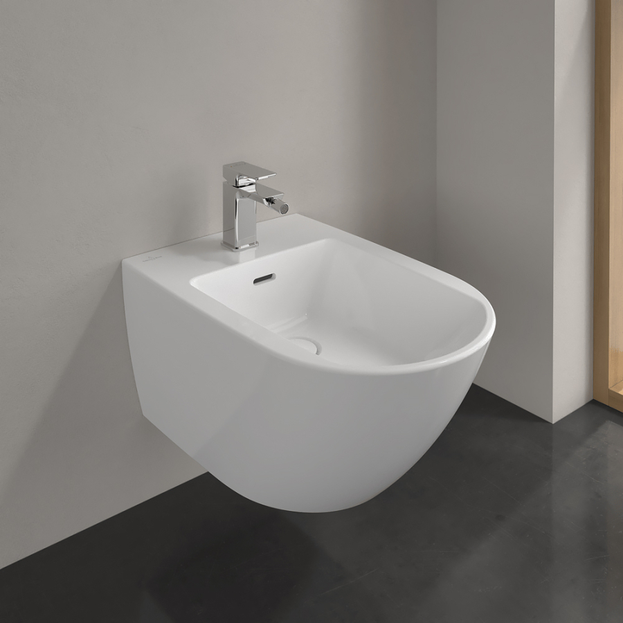 Биде Villeroy&Boch Subway 3.0, 375х560 мм, подвесное, с отверстием для 1-позиционного смесителя, с переливом, цвет Альп. белый CeramicPlus - изображение 3
