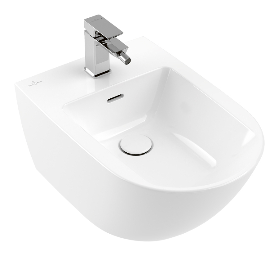 Биде Villeroy&Boch Subway 3.0, 375х560 мм, подвесное, с отверстием для 1-позиционного смесителя, с переливом, цвет Альп. белый CeramicPlus
