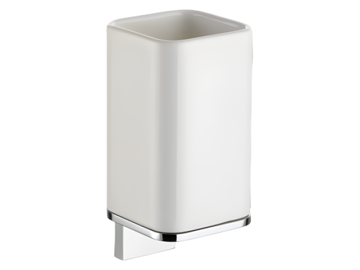 На изображении товар Cтакан Bagno&Associati Altissima настенный с держателем, цвет белый/хром от официального представителя в Москве