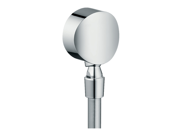 На изображении товар Шланговое подсоединение  ½’ Hansgrohe Fixfit Style New, поворотное, с клапаном обратного тока, цвет хром от официального представителя в Москве