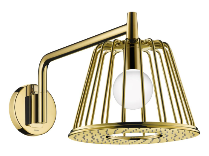 На изображении товар Верхний душ AXOR Shower 275 1jet, настенный c подсветкой LED, цвет золото полированное от официального представителя в Москве