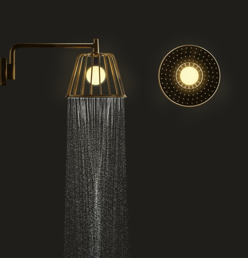 Верхний душ AXOR Shower 275 1jet, настенный c подсветкой LED, цвет золото полированное - изображение 2