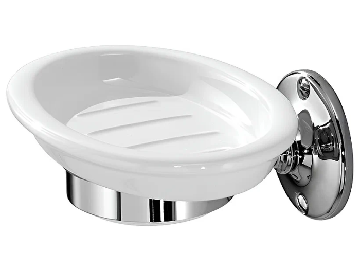 На изображении товар Мыльница Devon&Devon Cavendish настенная 145x125 мм, цвет белый/светлое золото от официального представителя в Москве