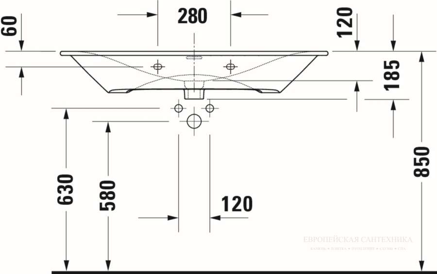 Раковина 1030х490 мм, мебельная, Duravit Viu, белая - изображение 3