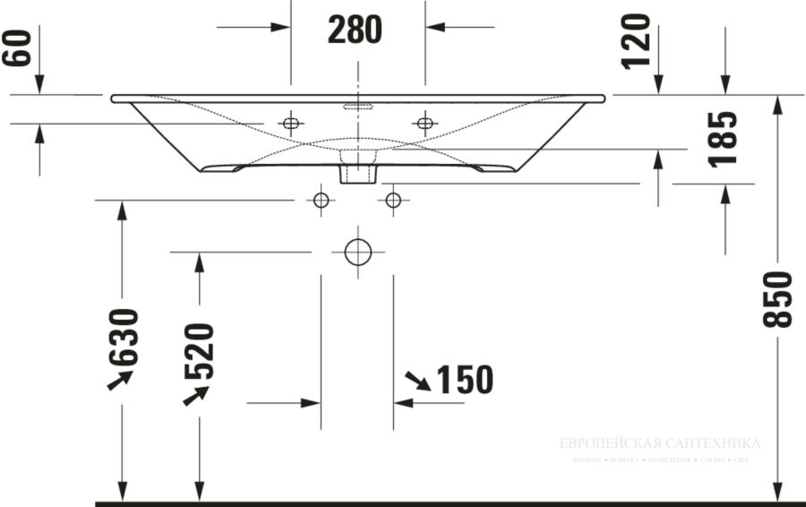 Раковина 1030х490 мм, мебельная, Duravit Viu, белая - изображение 6