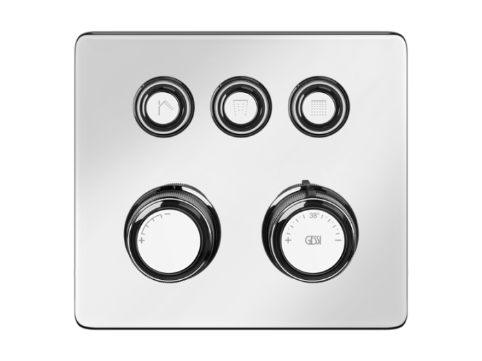 На изображении товар Термостат Gessi HI-FI, до 3-х функций одновременно, встраиваемый, цвет Chrome от официального представителя в Москве