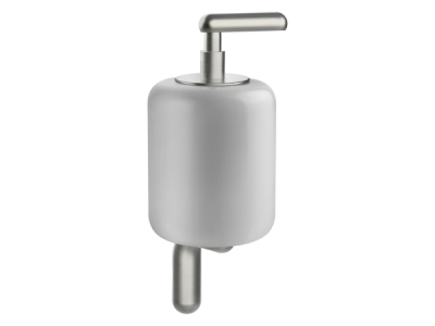На изображении товар Дозатор Gessi Goccia, настенный, цвет White/Chrome Brushed от официального представителя в Москве