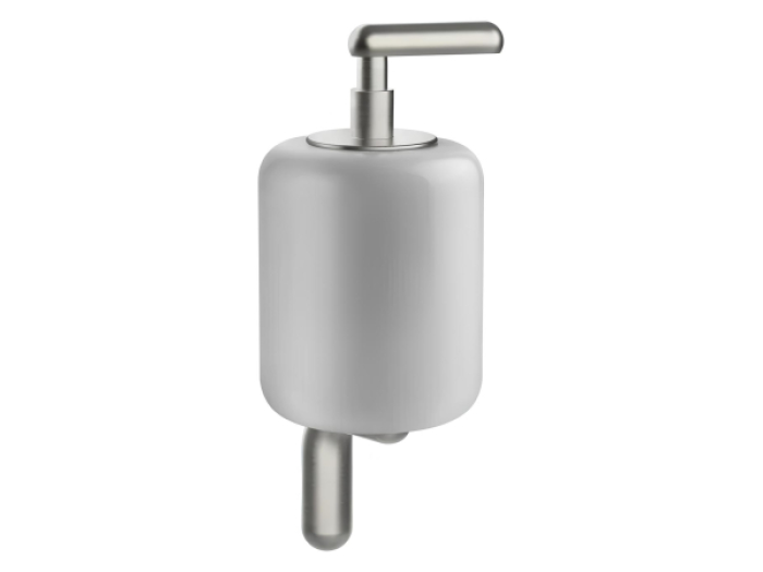 На изображении товар Дозатор Gessi Goccia, настенный, цвет White/Chrome Brushed от официального представителя в Москве