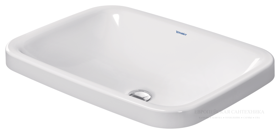Раковина Duravit DuraStyle встраиваемая сверху, 600х430 мм, без перелива, без плоскости под смеситель, цвет белый