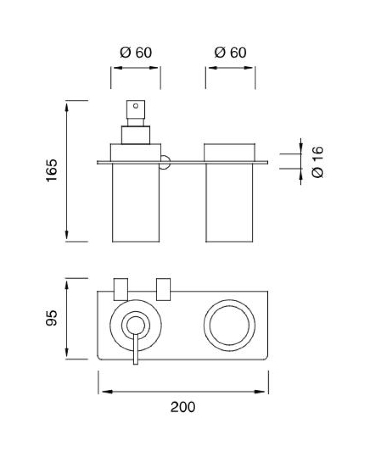 Полка-держатель с дозатором для жидкого мыла CeaDesign Stem, настенная, Delrin®, со стаканом для зубных щёток, L. 200 мм, сталь, цвет сатинированная сталь - изображение 2