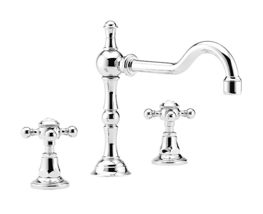 Смеситель для раковины THG 1900, на 3 отверстия, с поворотным изливом, с донным клапаном, цвет хром