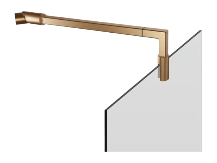 На изображении товар Профиль для стекла Gessi Rigato, глубина 403 мм, регулировка стеклянного анкера 180 градусов, цвет Warm Bronze Br. PVD от официального представителя в Москве