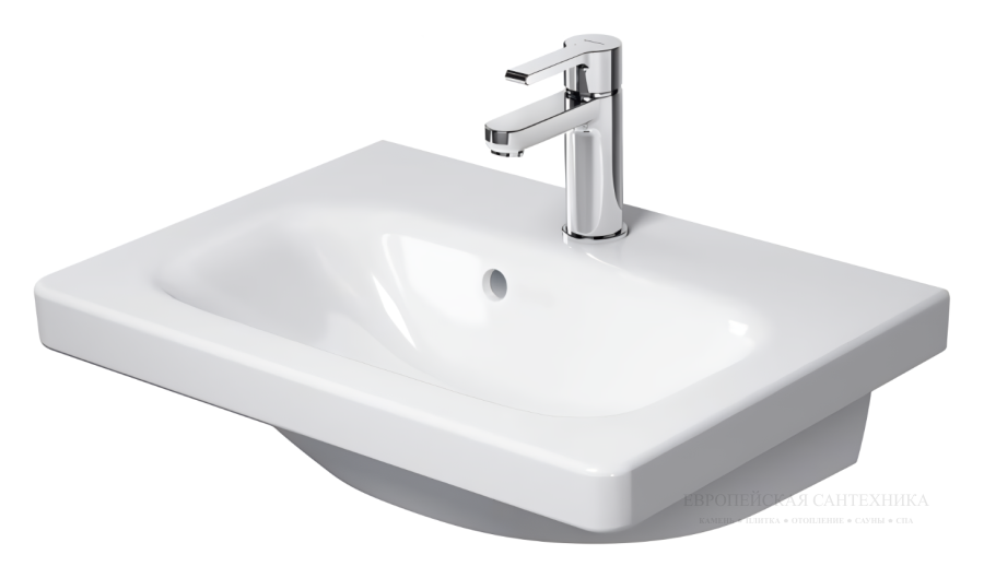 Раковина Duravit DuraStyle для мебели, 550х400 мм, с 1 отверстием под смеситель, цвет белый с покрытием WonderGliss