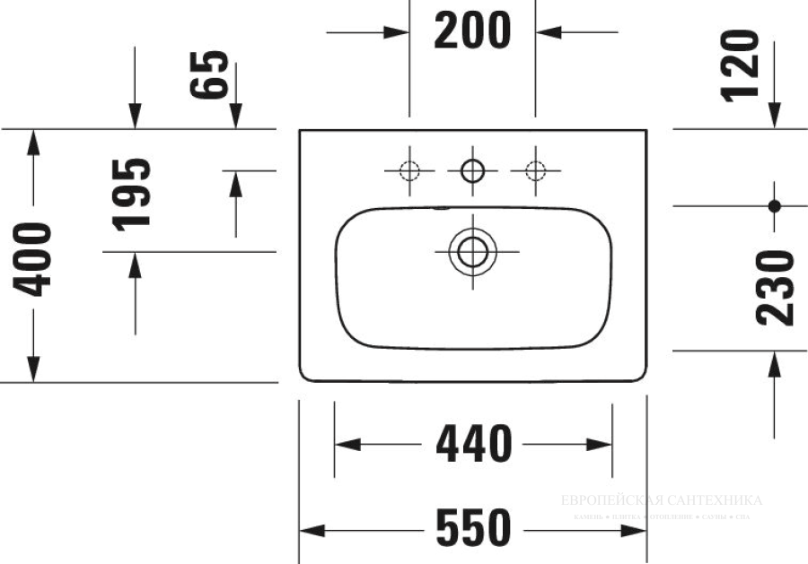 Раковина Duravit DuraStyle для мебели, 550х400 мм, с 1 отверстием под смеситель, цвет белый с покрытием WonderGliss - изображение 1