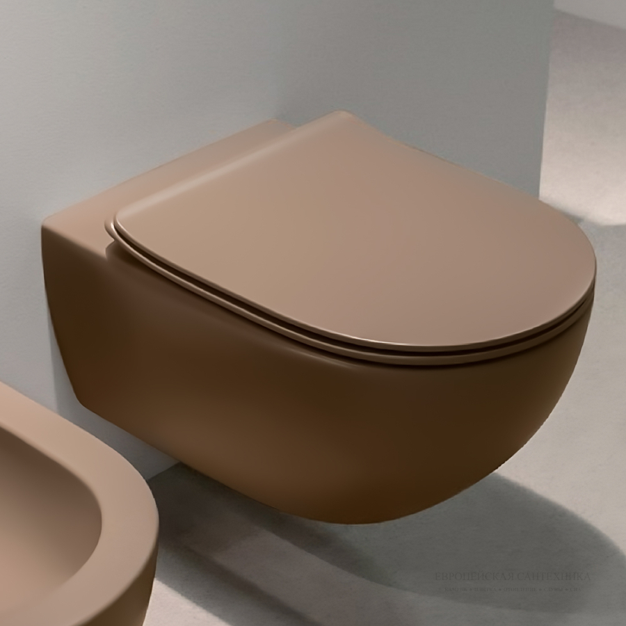 Унитаз Flaminia App подвесной, 540 x 360 мм, с системой GoClean, цвет Fango - изображение 1