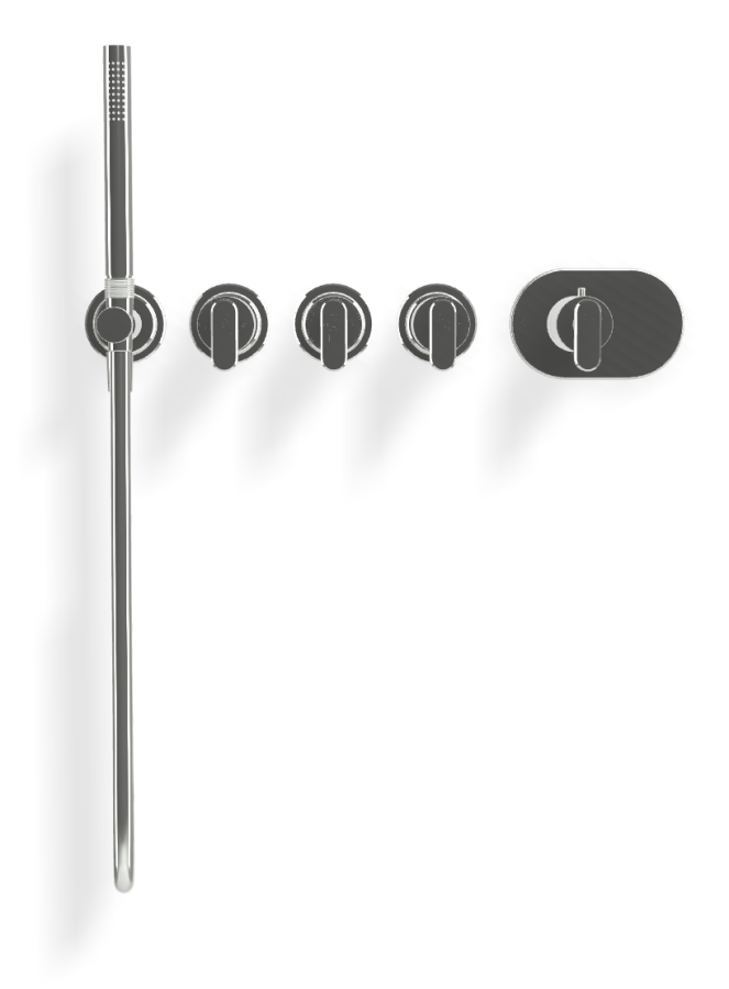 Термостат для душа и ванны Carlo Frattini Park Lane, встраиваемый, однорычажный, на 3 потребителя, с ручным душем, внешние части, цвет хром - изображение 1
