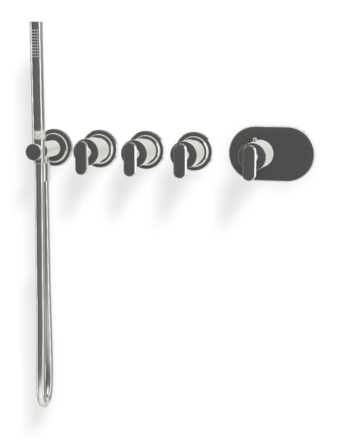 Термостат для душа и ванны Carlo Frattini Park Lane, встраиваемый, однорычажный, на 3 потребителя, с ручным душем, внешние части, цвет хром