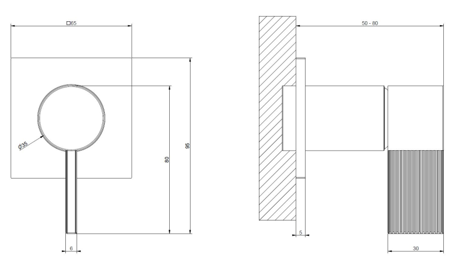 Смеситель для раковины Gessi Inverso, настенный, на 1 выход, внешняя часть, Н-95 мм, цвет Nickel PVD - изображение 1