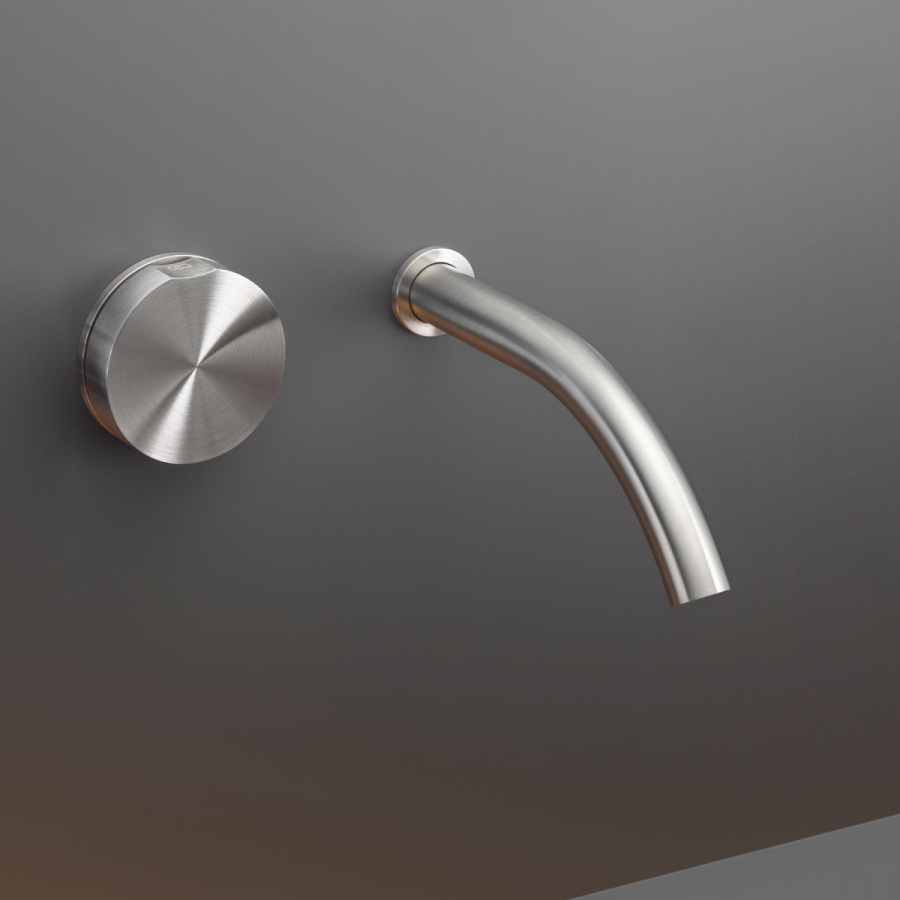 Смеситель для раковины CEA Design Giotto, настенный, на 2 отверстия, излив L. 170 мм, ручка в цвете Oak, внешняя часть, цвет Black Diamond сатинированный - изображение 1